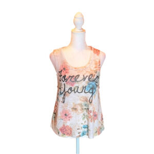 CHARLOTTE RUSSE Floral “Forever Young” Tank Top Size M